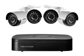 1080p 4-Channel 1TB Wired DVR System with 4 Cameras