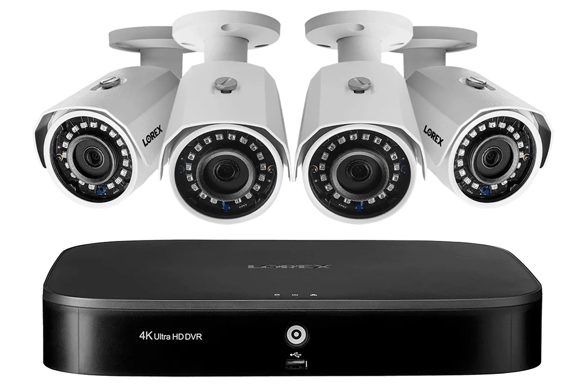 1080p Camera System with 8-Channel 4K DVR and Four 1080p HD Metal Outdoor Cameras, 150FT Night Vision