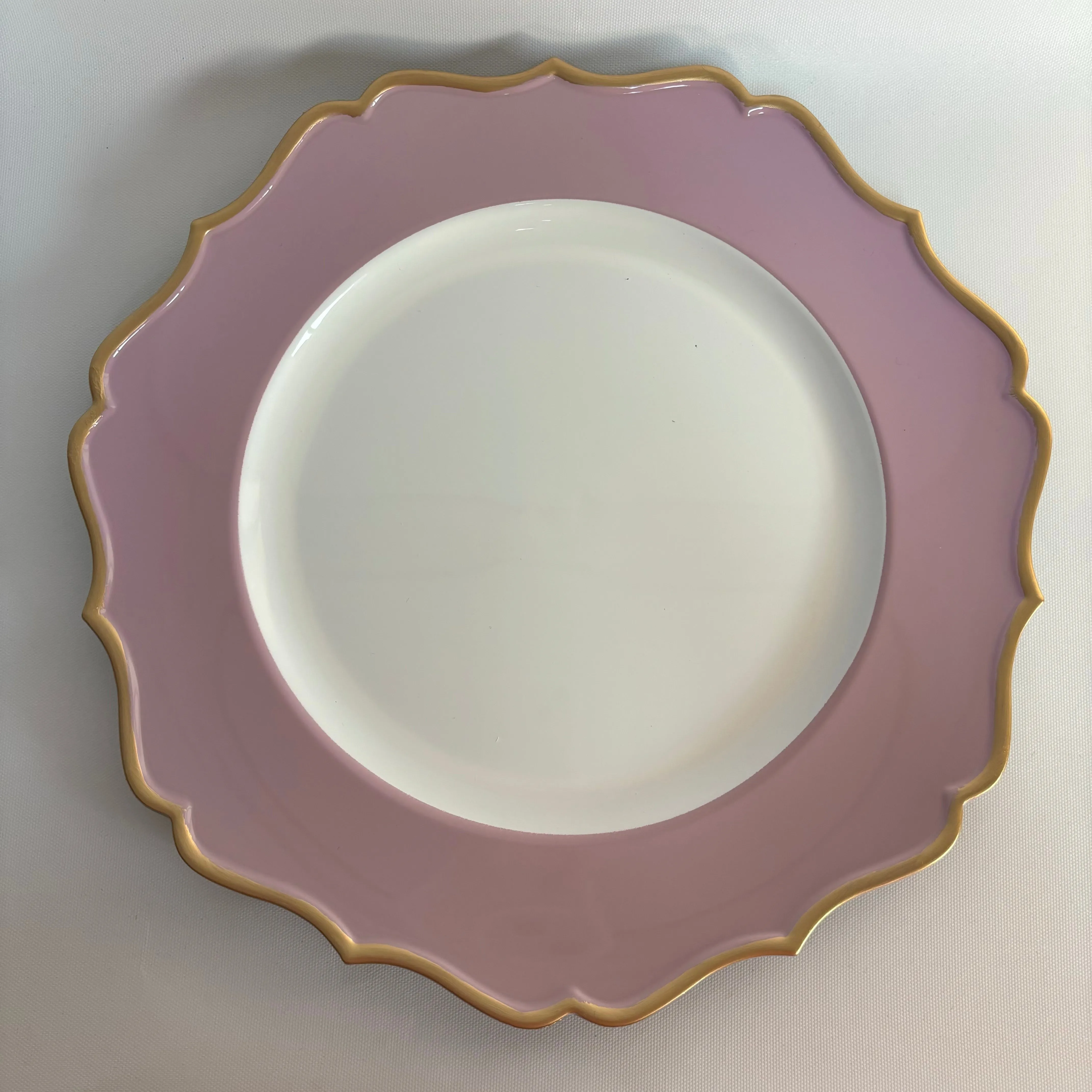 13" Acrylic flower Charger Plate-baby blue/gld