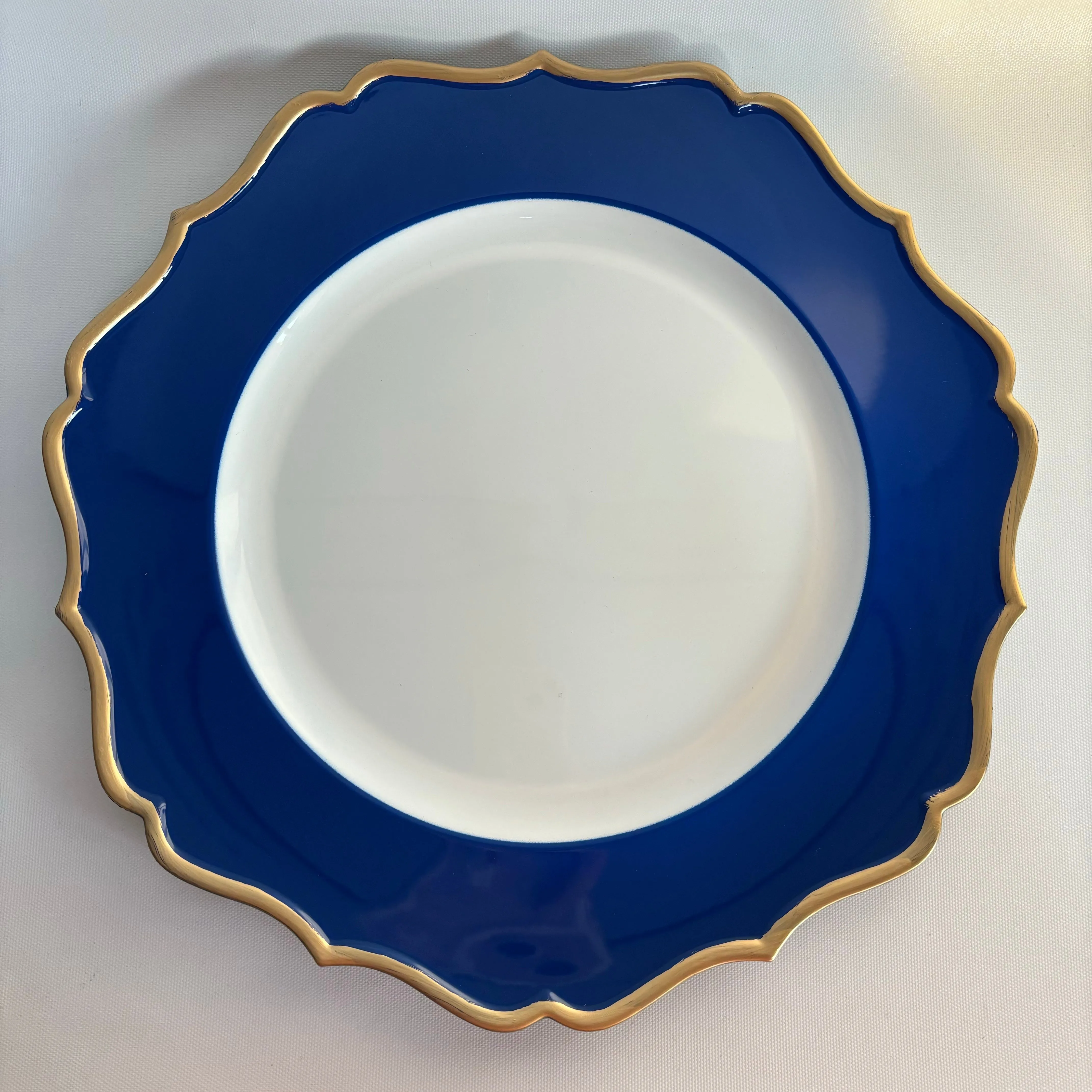 13" Acrylic flower Charger Plate-baby blue/gld