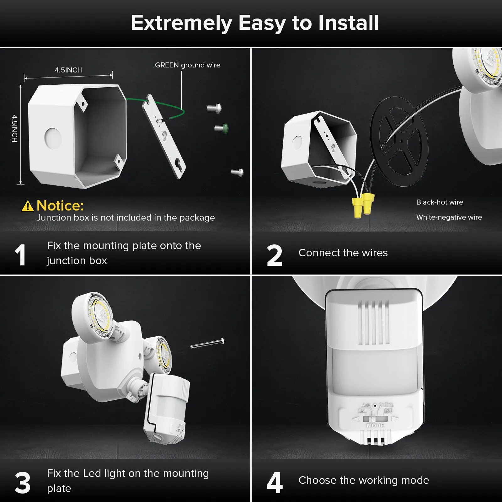 15W LED Security Light (Dusk to Dawn & Motion Sensor)