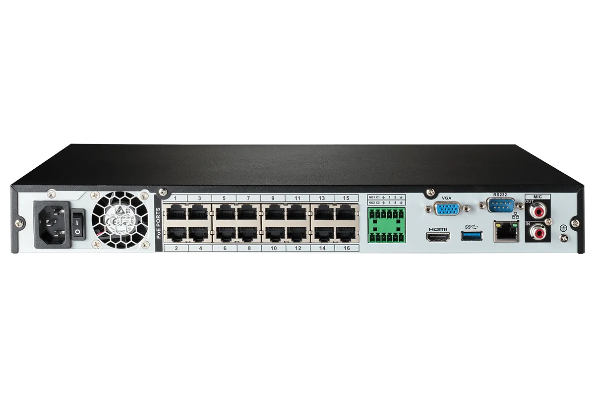 16-Channel 4K Fusion NVR System with 6 Smart Deterrence Bullet and 6 Motorized Varifocal Smart Dome IP Cameras