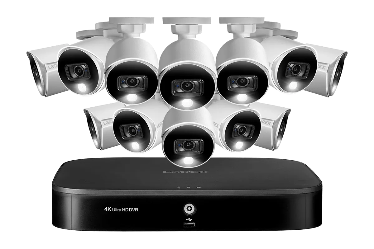 16-Channel 4K Security System with 12 Active Deterrence 4K (8MP) Cameras