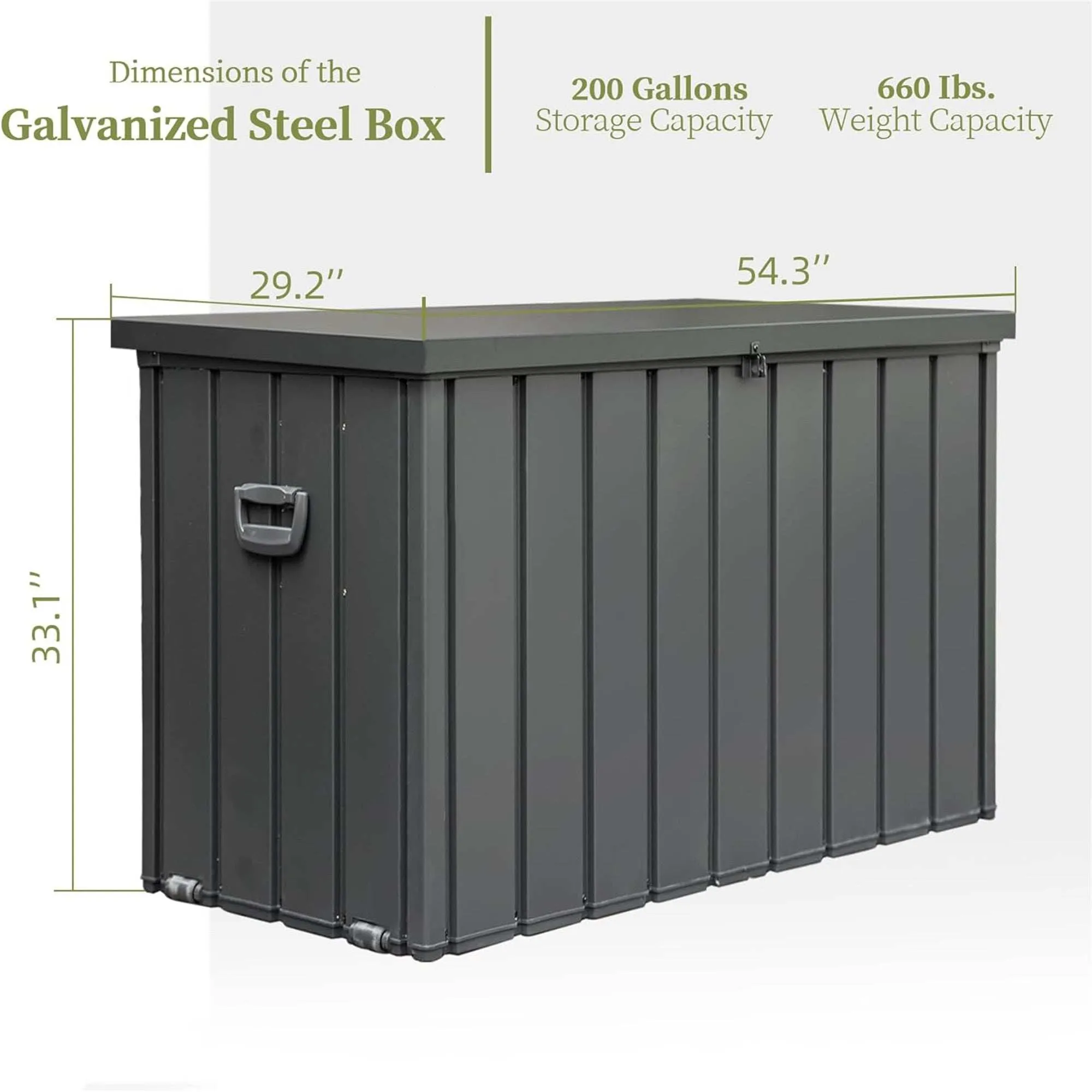 200 Gallon Outdoor Storage Deck Box, Large Patio Storage Bin Lockable (Dark Gray)