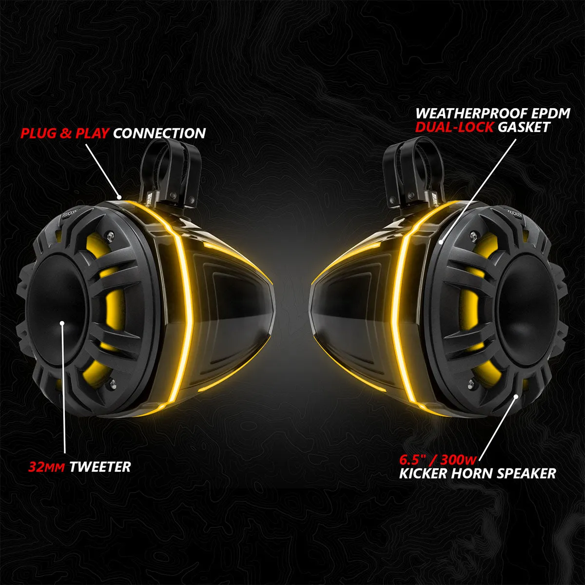 2020-2024 Polaris® RZR PRO Series Phase-6 K-Spec 5-Speaker 1400watt System for Ride Command