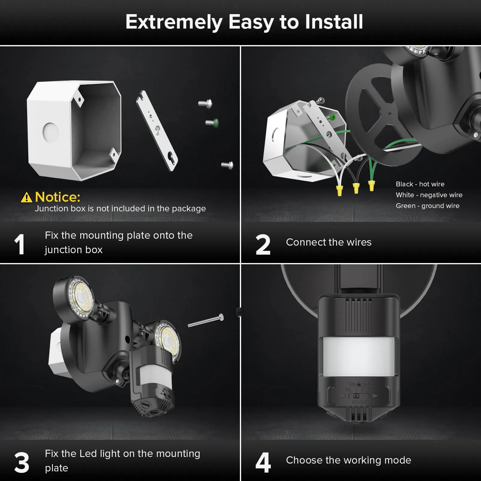 25W LED Security Light (Dusk to Dawn & Motion Sensor)(2-Pack)(US/CA ONLY)