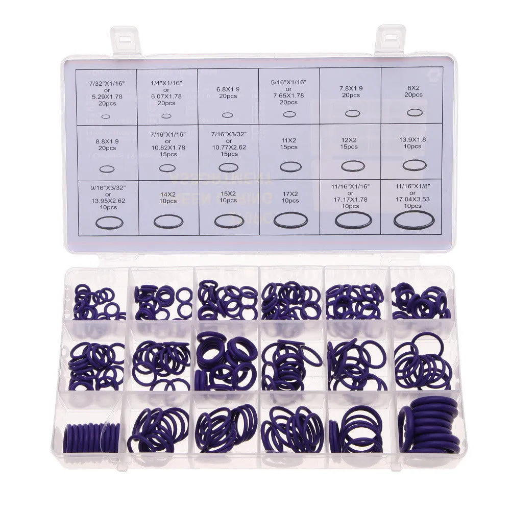 270 Pcs 18 Sizes Kit Air Conditioning Car Auto Vehicle HNBR O Rings Repair  Car Repair Rubber Rings Assortment Set ME3L