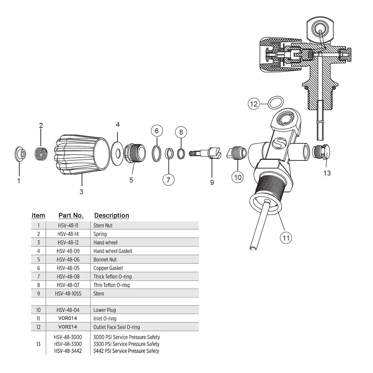 3000PSI Service pressure Safety Assy.