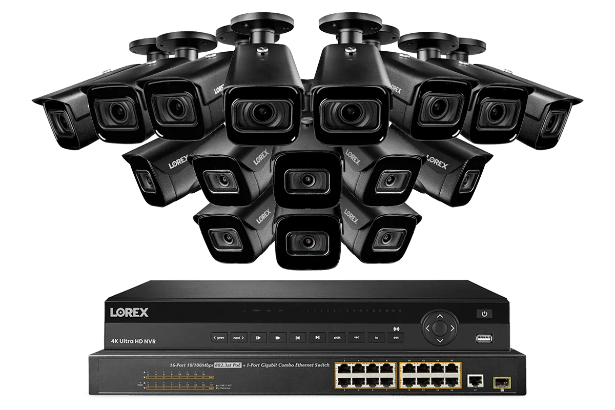 32-Channel 4K Nocturnal NVR System with Eight Audio and Eight Motorized Varifocal Smart IP Cameras