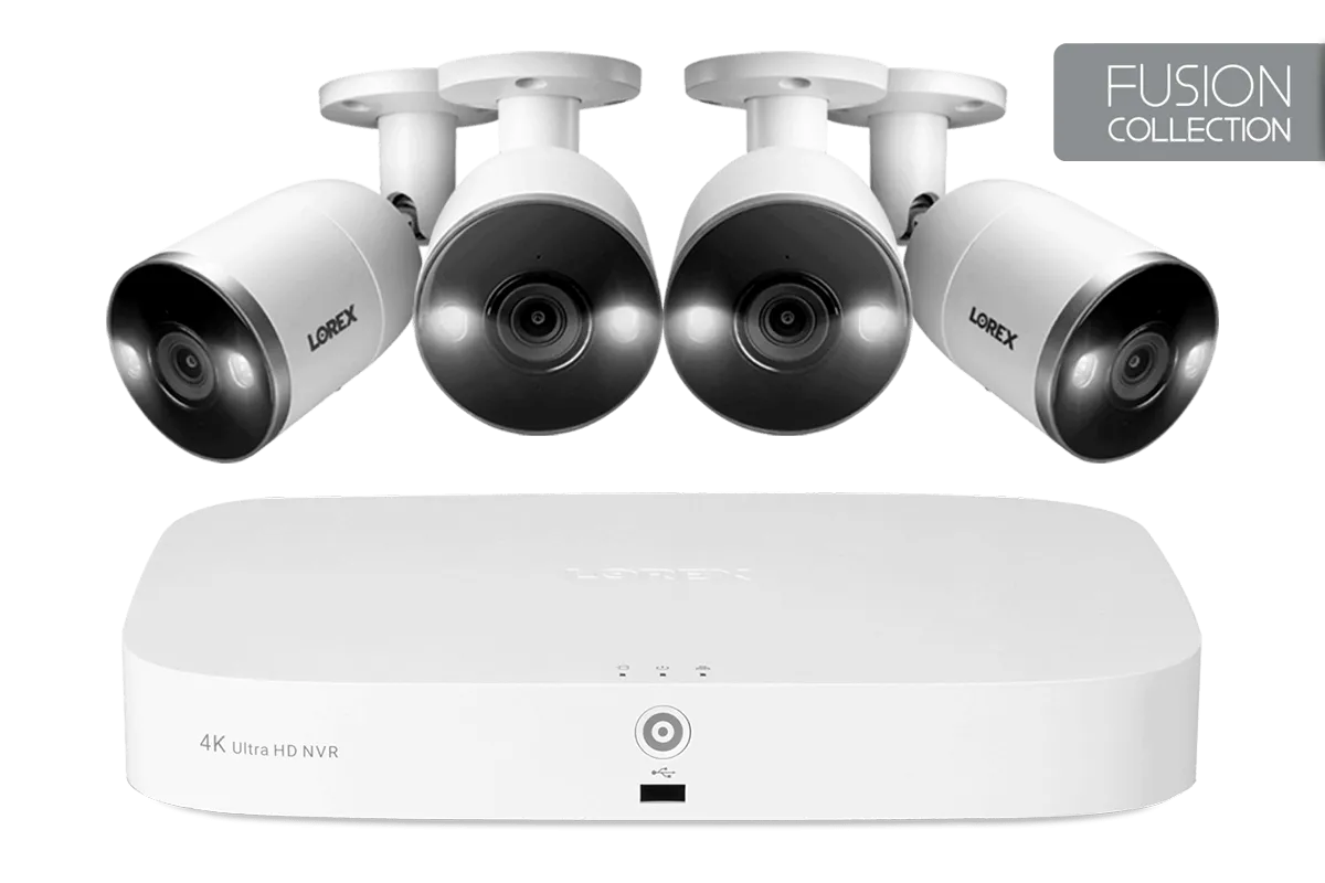 4K NVR Security System with 4 Smart Deterrence Cameras, Fusion Capabilities and Smart Motion Detection Plus