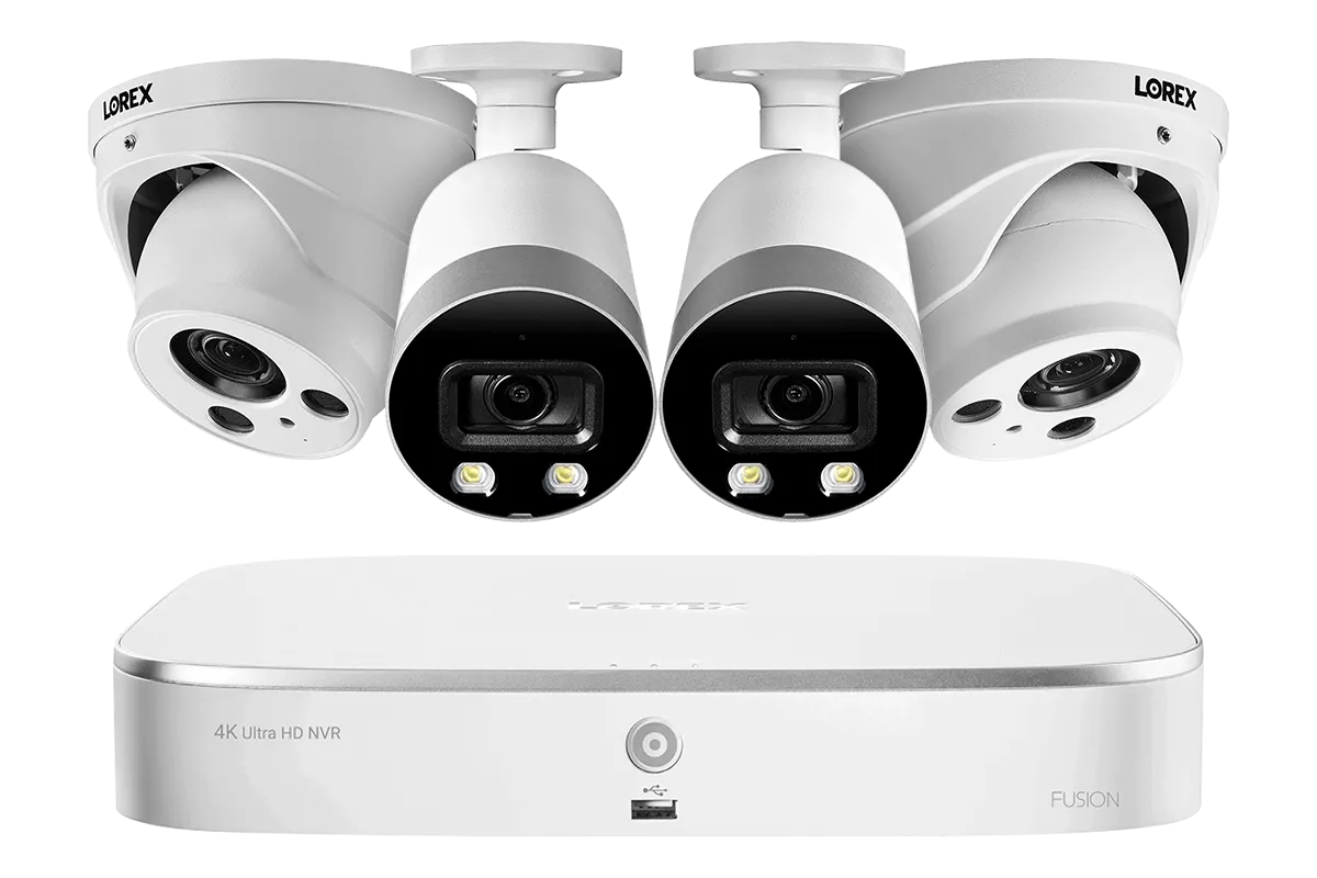 4K Ultra HD 8-Channel IP Security System with Two 4K (8MP) Smart Deterrence and Two 4K (8MP) Motorized Varifocal Dome Cameras