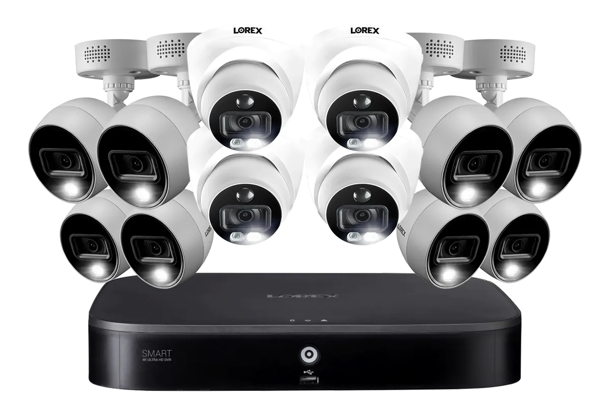 4K Ultra HD Security System with Twelve 4K (8MP) Active Deterrence Cameras featuring Smart Motion Detection and Smart Home Voice Control