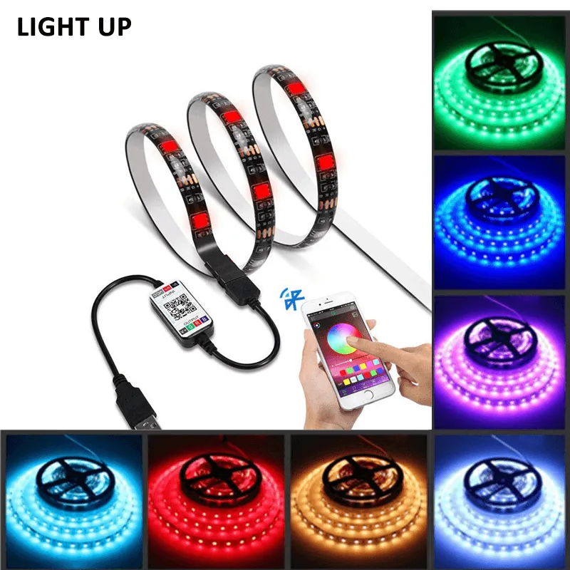 4M RGB LED Strip Lights IP65 Waterproof 5050 300LEDs 12V USB Bluetooth Gift