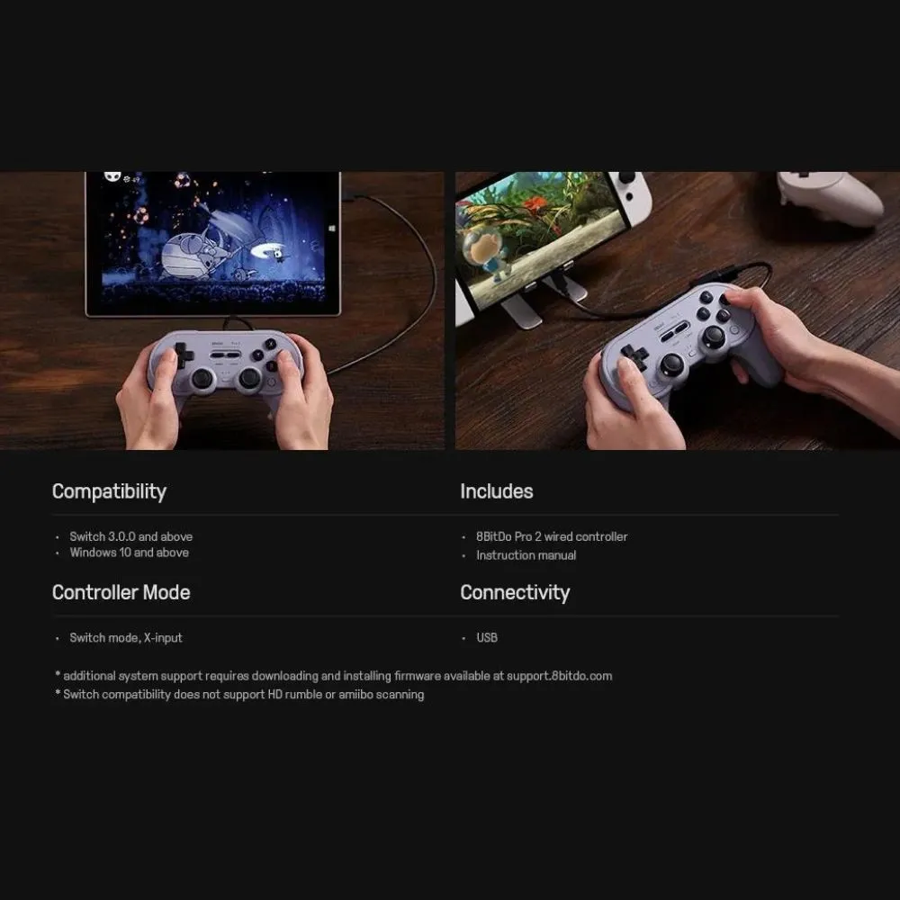 8BitDo Pro 2 USB Controller: For Switch, PC, Steam, Pi