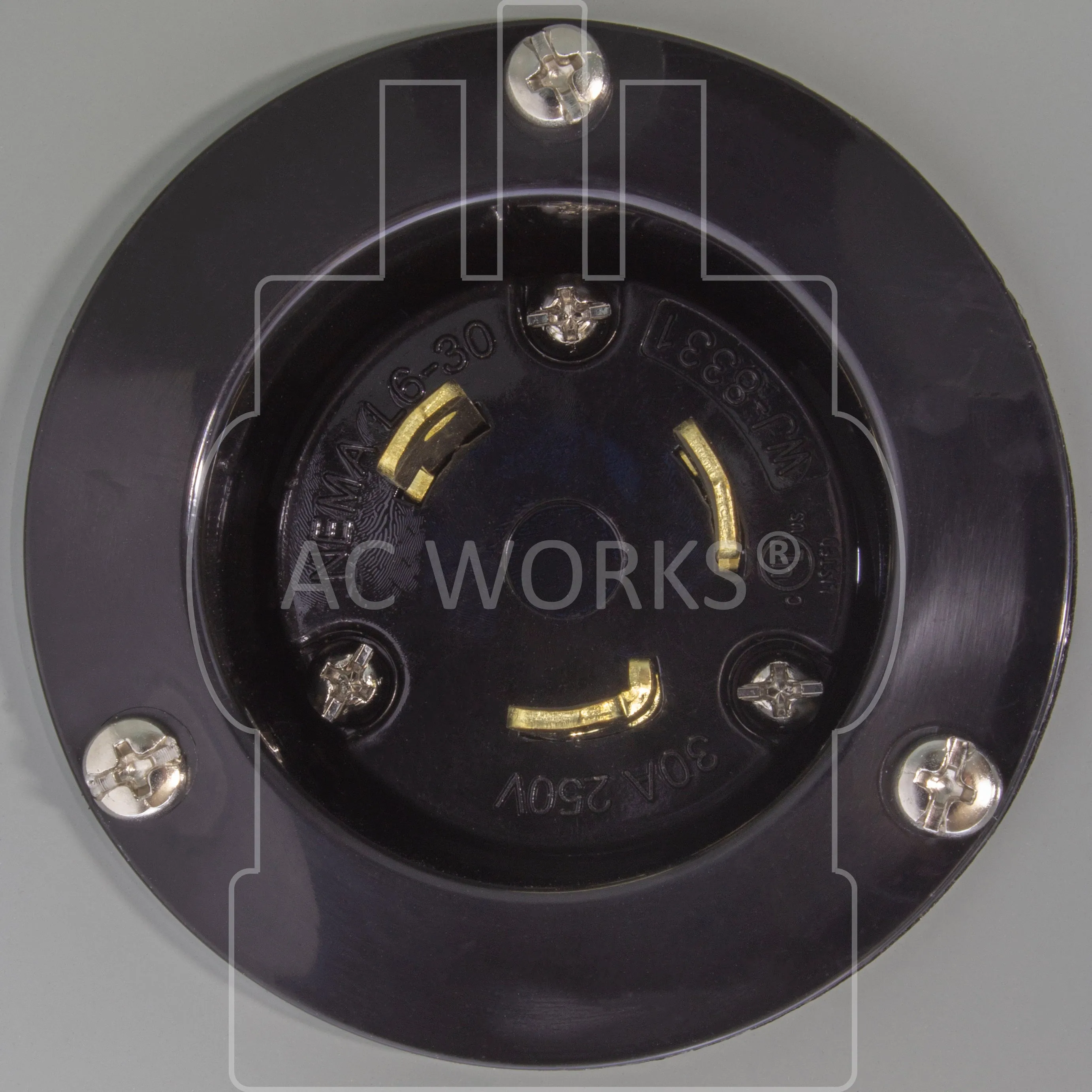 AC WORKS® [ASL630PBX] L6-30 30A 250V 3-Prong Locking Heavy-Duty Industrial Inlet Box