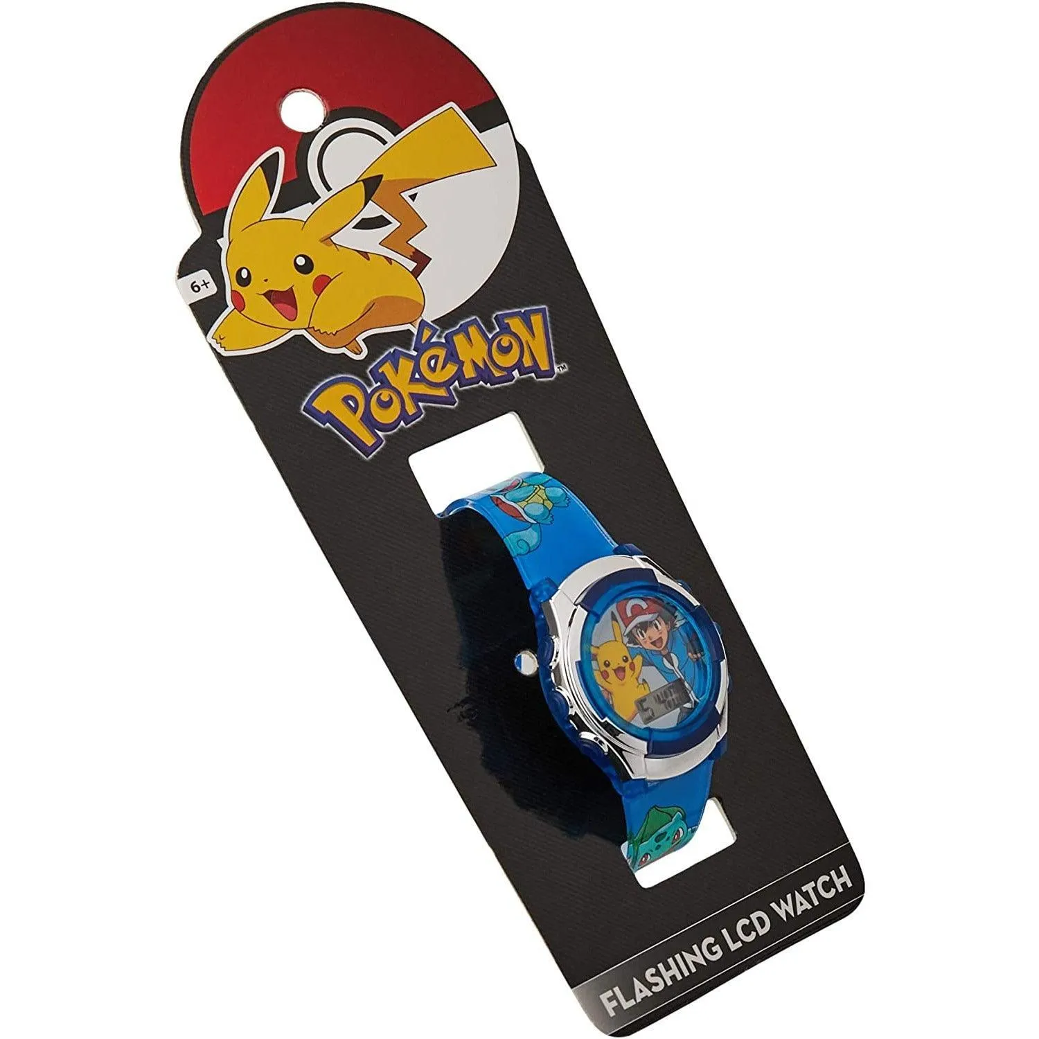 Accutime Kids Pokemon Pikachu & Ash Digital LCD Quartz Blue Wrist Watch with Blue Strap, (Model: POK3017)