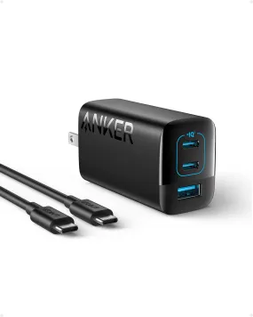 Anker 67W USB C Charger, 3 Port PIQ 3.0 Compact and Foldable Fast Charger for MacBook Pro, iPad, Galaxy, Pixel, iPhone and More (5ft USB C to USB C Cable Included)