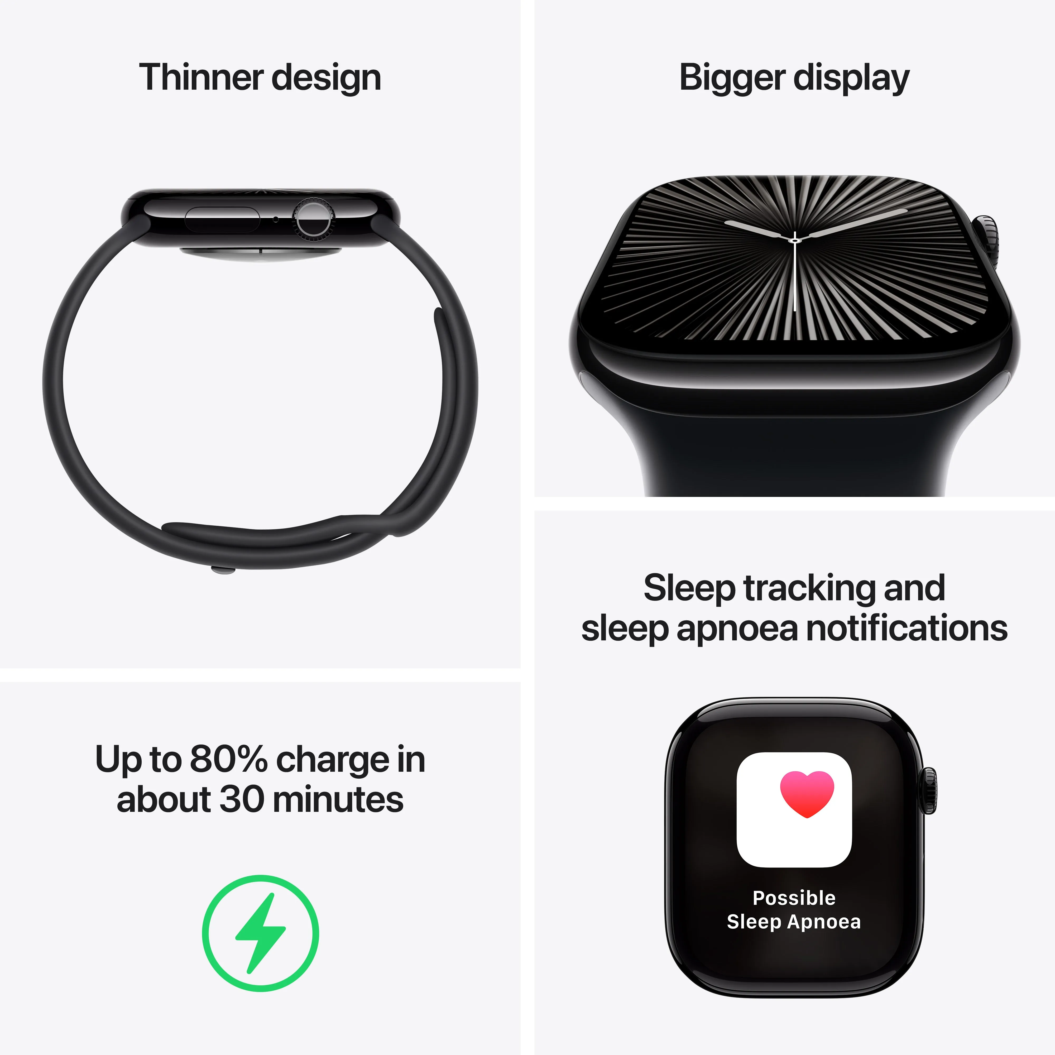 Apple Watch Series 10 GPS 46mm Jet Black Aluminium Case with Black Sport Band - M/L | MWWQ3QA/A