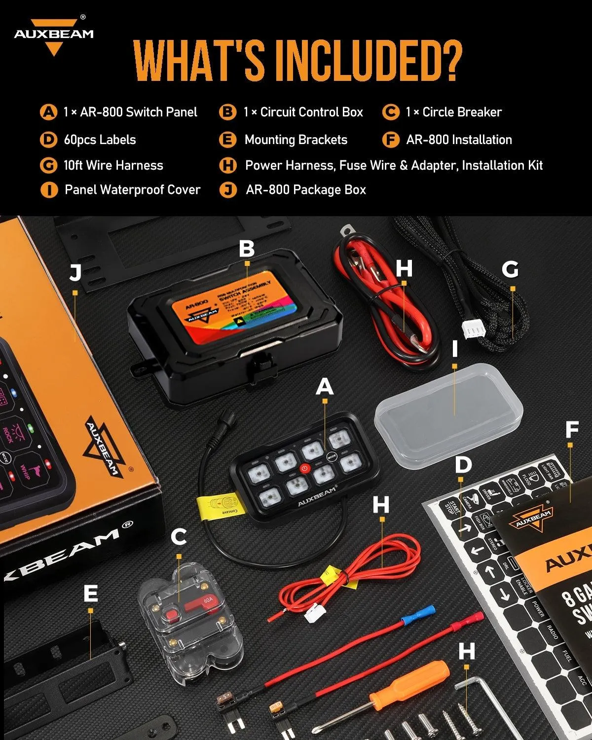 AR-800 Multifunction RGB Switch Panel with Bluetooth Controlled & 47 Inch Extension Cable(Optional) for Toyota Tacoma