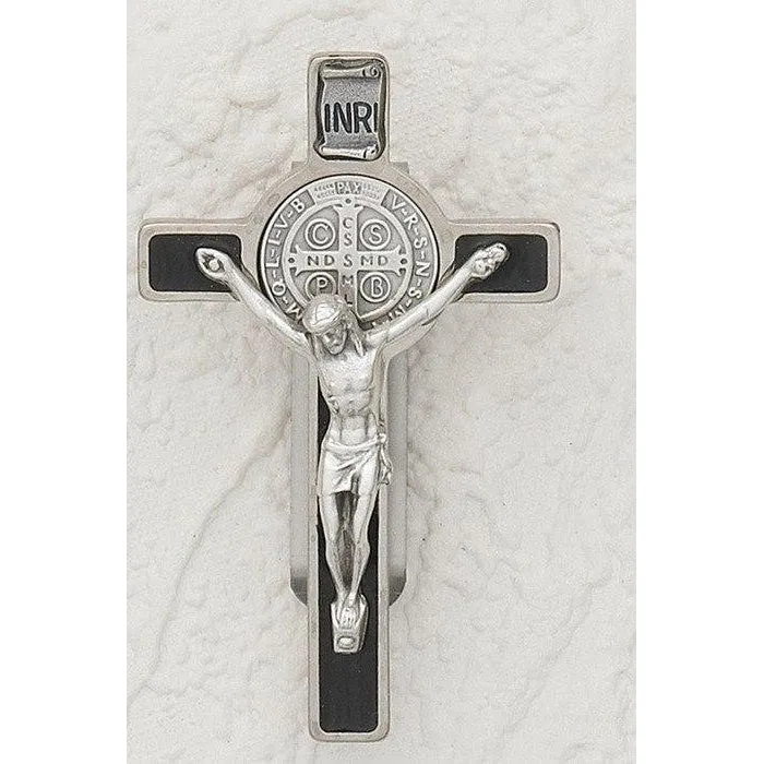 Auto Visor Clip-Saint Benedict Black Cross- 3 inch with clip