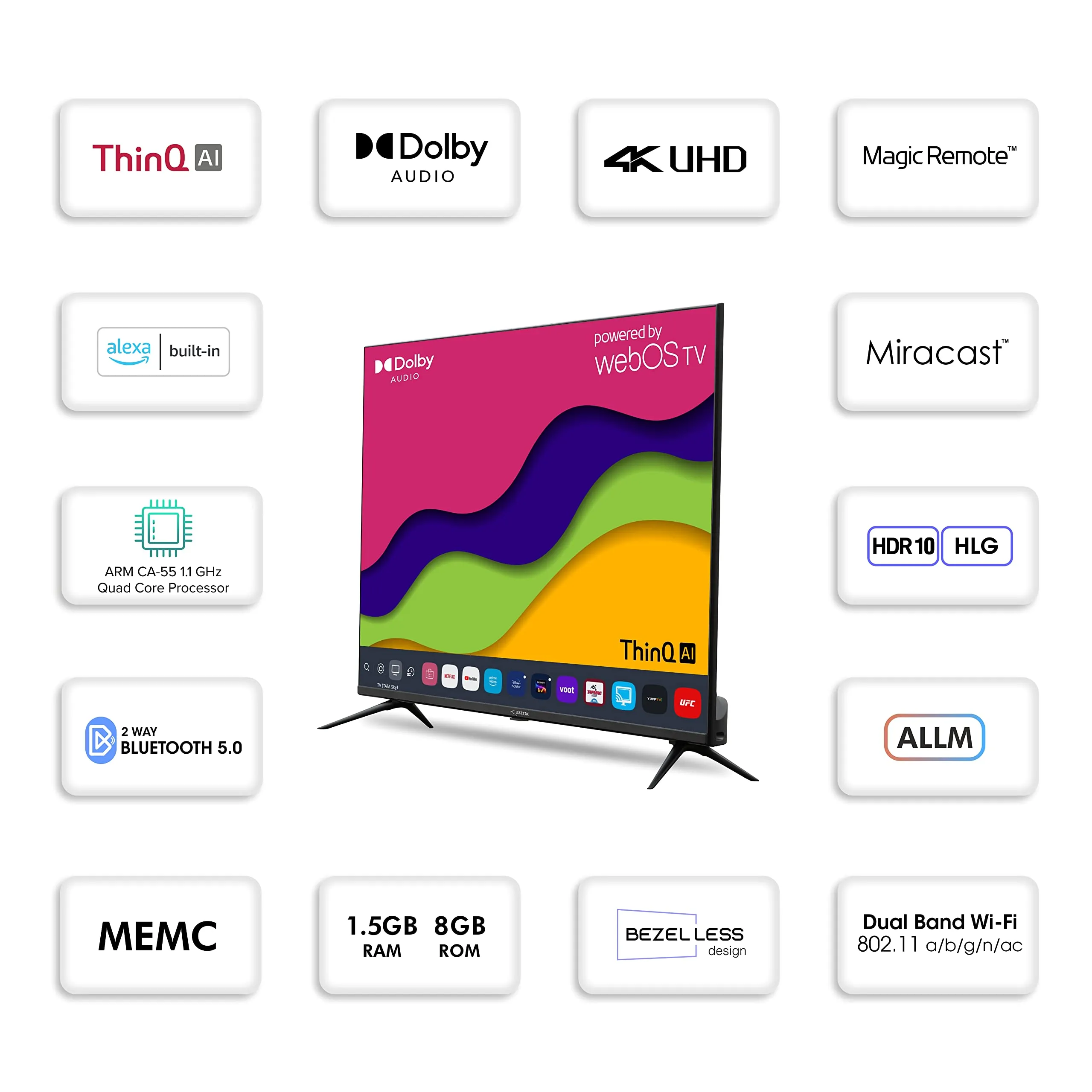 Beston 109 cm (43 inches) 4K Ultra HD Smart LED TV BS43UW1 (Black) (2022 Model) | Powered by WebOS