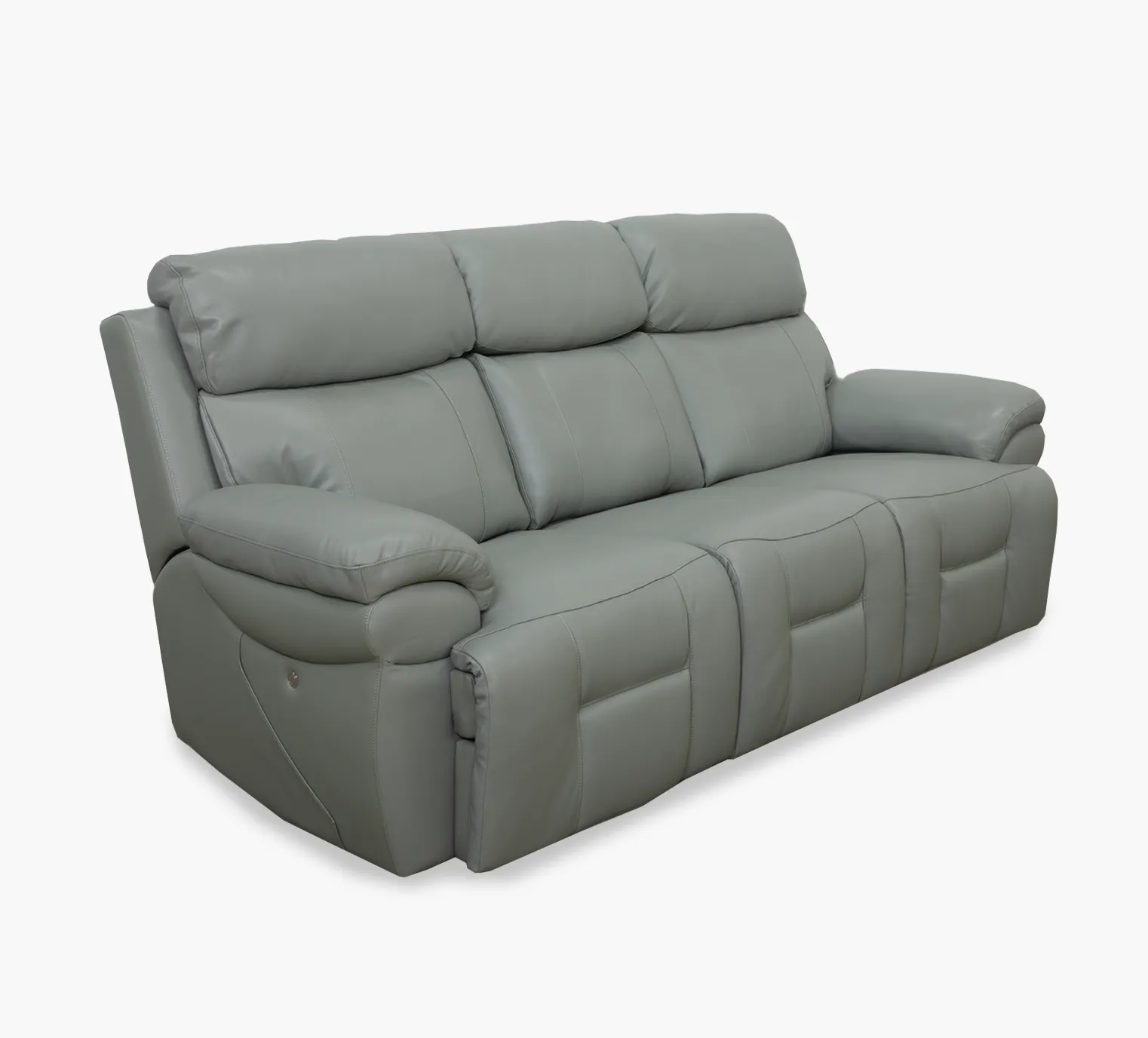 Bishop Jade Leather Zero Gravity Triple Power Reclining Sofa