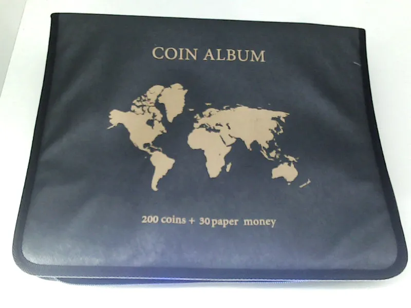 Black Coin Collection Album Holds 200 Coins and 30 Paper Bills