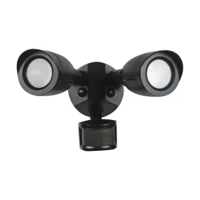 Black LED Security Light; Dual Head; Motion Sensor Included