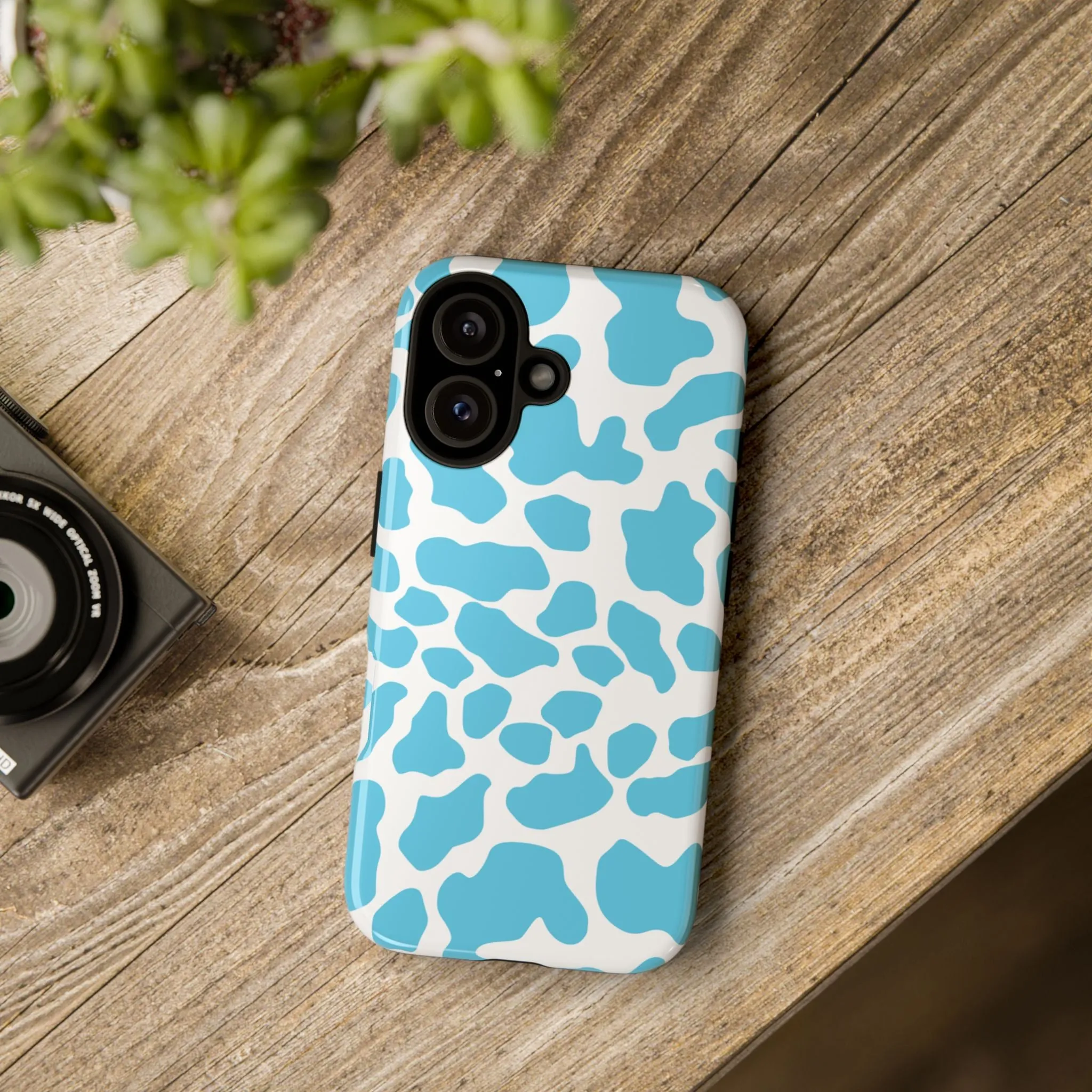 Blue Cow print phone case iPhone Samsung Google