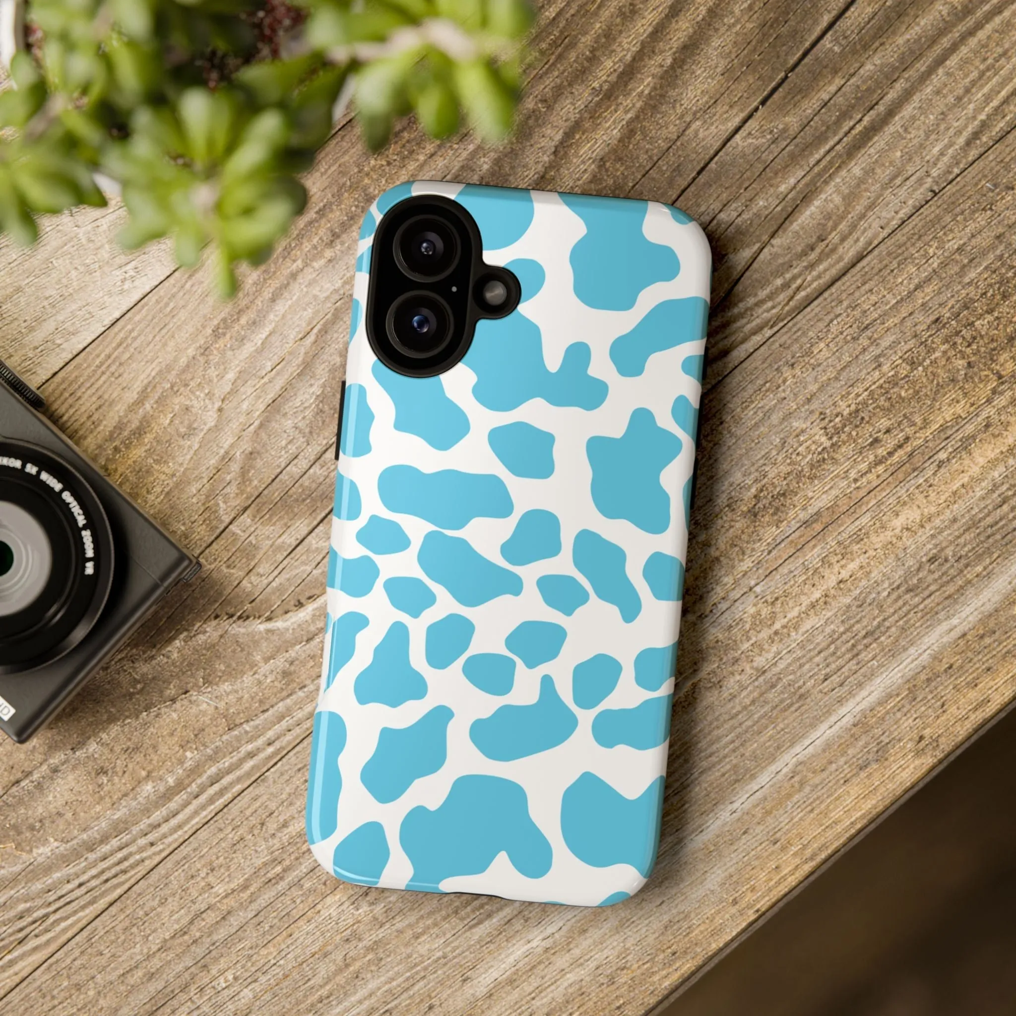 Blue Cow print phone case iPhone Samsung Google