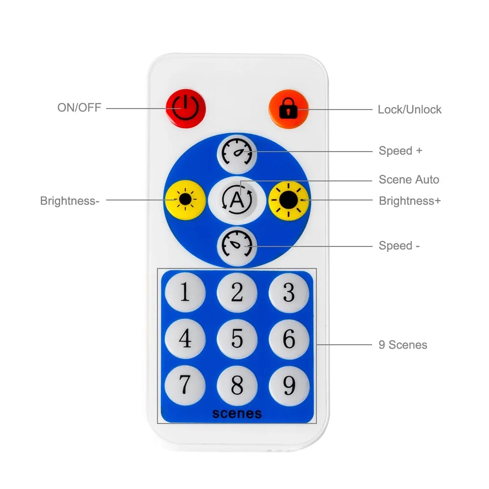 Built-in Mic Music SP601E Bluetooth Controller with Dual Signal Output Ports for WS2812B WS2811 1903 LED Pixel Strip Light IOS Android App /3 Keys Button/RF Remote Control