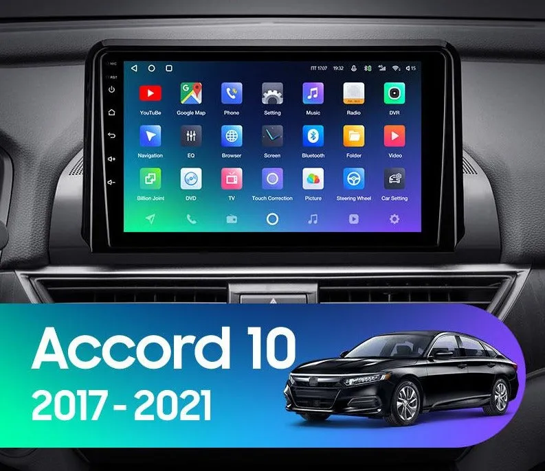 Car Dealz Premium Advanced 4G Data Model 10.2" Android 12.0 For Honda Accord 10 CV X 2017 - 2021 In Dash Plus OEM Fascia