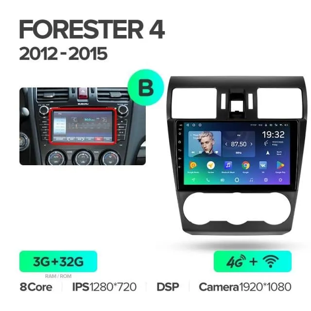 Car Dealz Premium Advanced 4G Data Model 10.2" Android 12.0 For Subaru Forester 4 SJ 2012 - 2015 In Dash Plus OEM Fascia