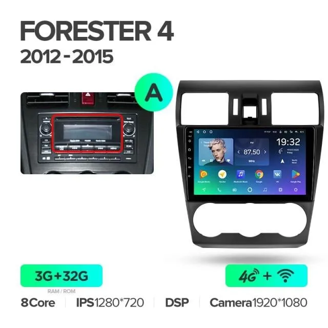 Car Dealz Premium Advanced 4G Data Model 10.2" Android 12.0 For Subaru Forester 4 SJ 2012 - 2015 In Dash Plus OEM Fascia