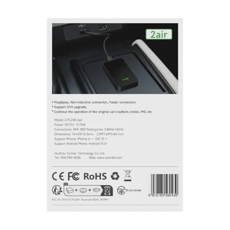 CarlinKit 5.0 Wireless CarPlay Adapter for Apple Android