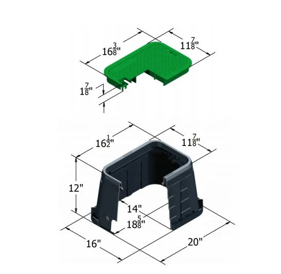 Carson - 15201005 - 1520-18 Valve Box Black Body w/Green T Cover