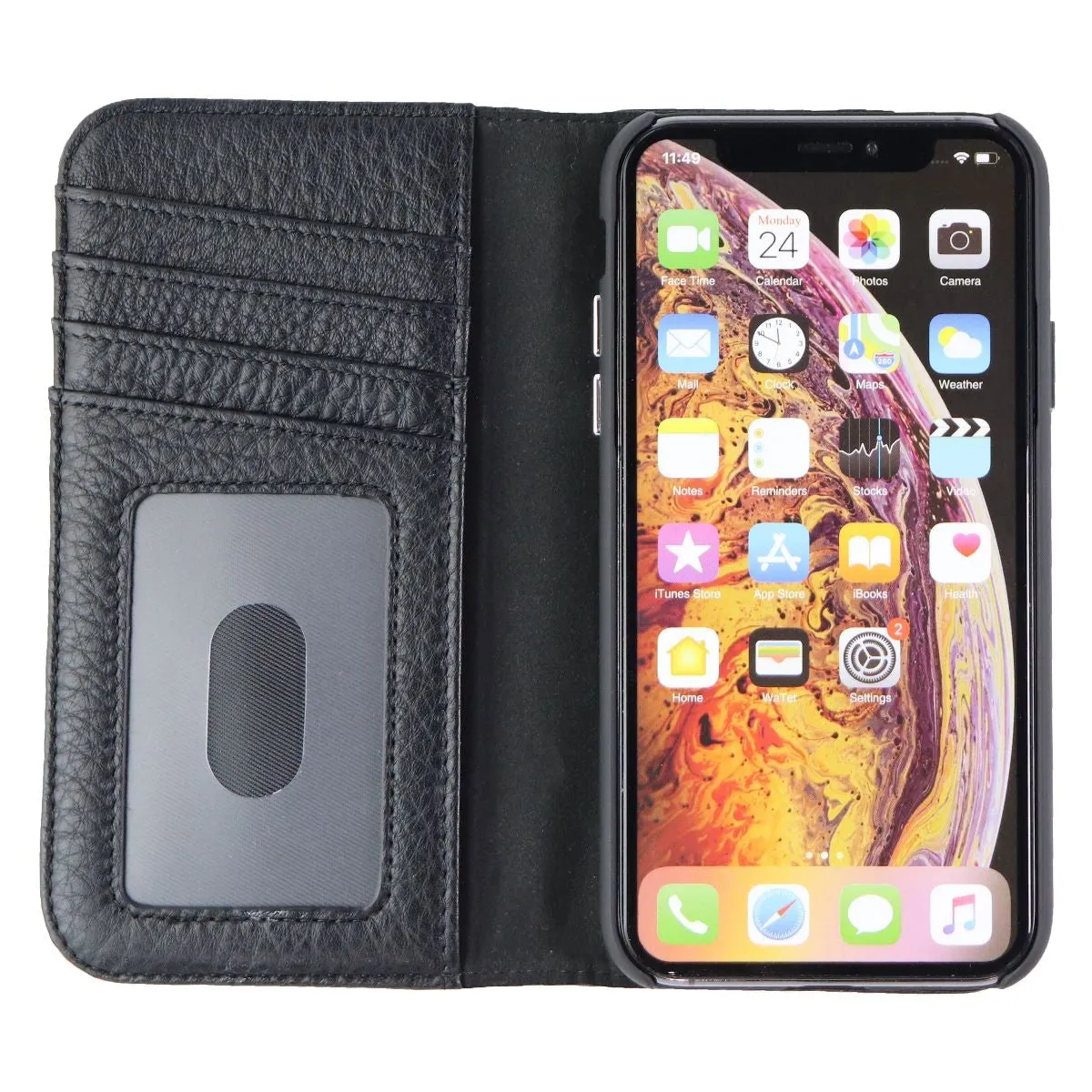 Case-Mate Wallet Folio Case for Apple iPhone XS and X - Fine Black Leather