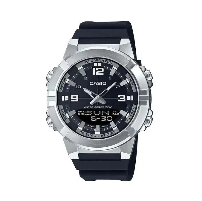 Casio AMW-870-1A Digital Analog Rubber Strap Watch For Men