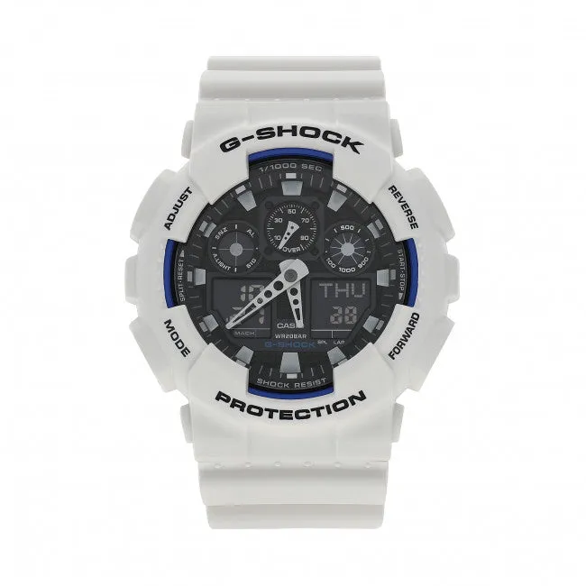 CASIO GA-100 Series Analog-Digital White Watch #GA-100B-7AER