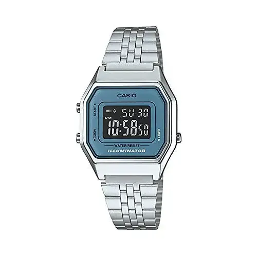 Casio Ladies Mid-Size Silver Digital Retro Watch LA680WA-2BDF