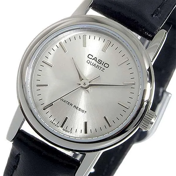 Casio LTP-1095E-7ADF Black Leather Strap Watch for Women