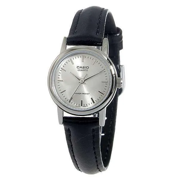 Casio LTP-1095E-7ADF Black Leather Strap Watch for Women