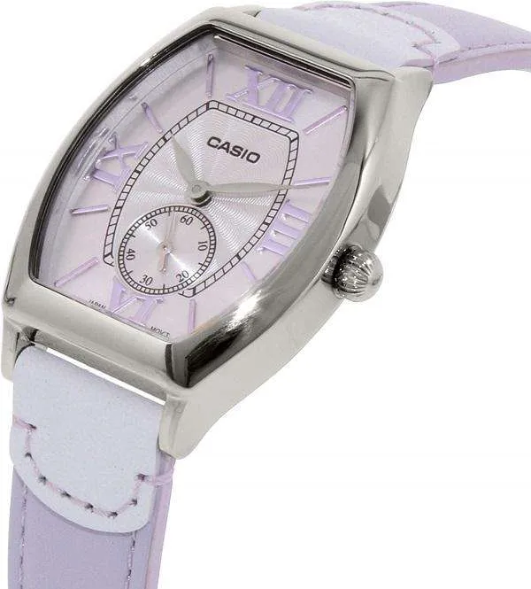 Casio LTP-E114L-6ADF Light Purple Leather Strap Watch for Women