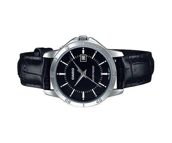 Casio LTP-V004L-1A Black Leather Strap Watch for Women