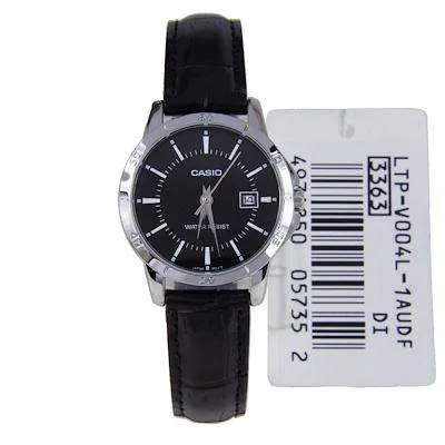 Casio LTP-V004L-1A Black Leather Strap Watch for Women