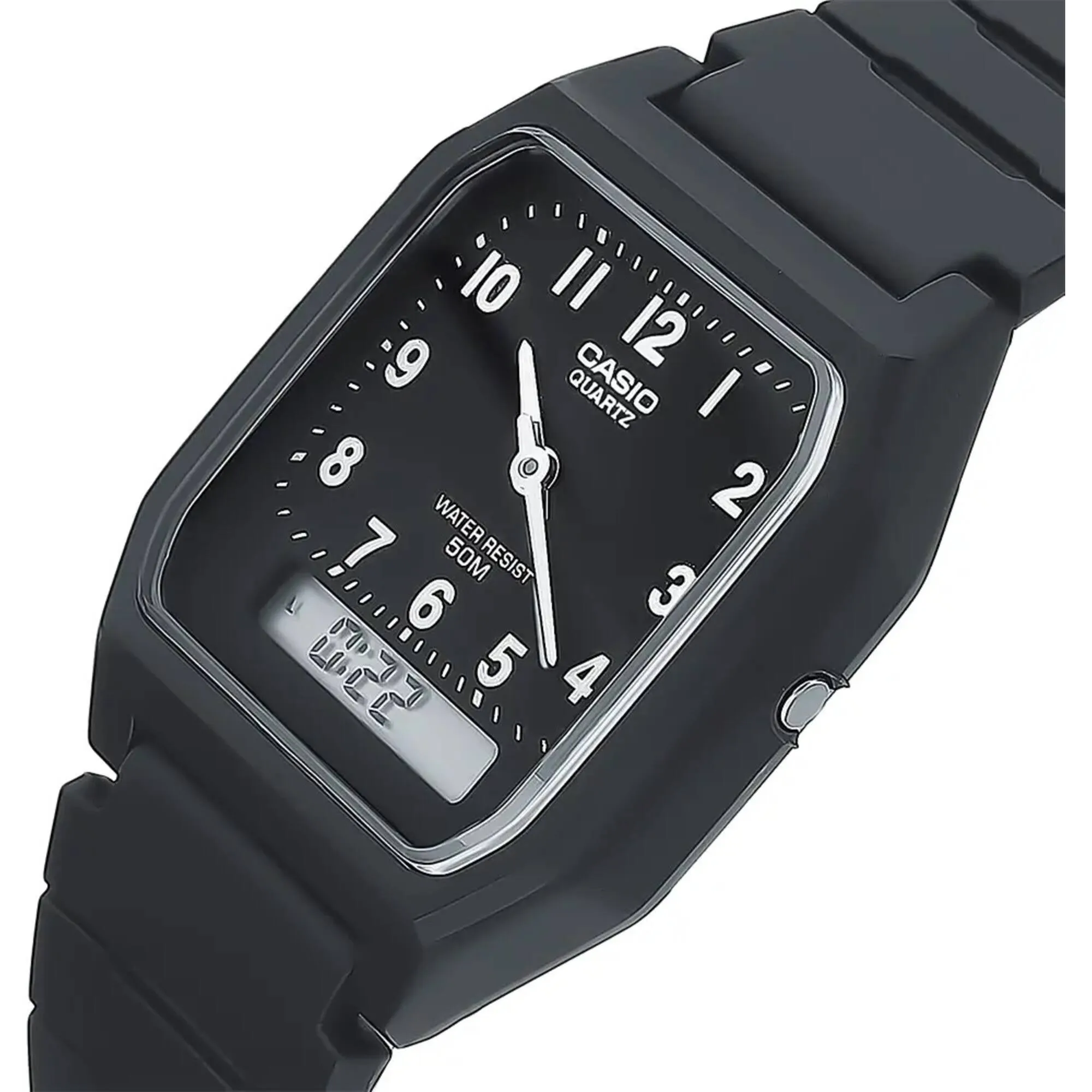 Casio Men's Watch - Quartz Analog-Digital Black Case Resin Strap | AW48H-1B