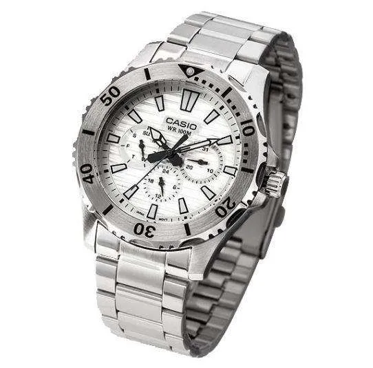 Casio MTD-1086D-7A Silver Stainless Steel Strap Watch for Men