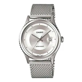 Casio MTP-1365BD-7EVDF Silver Stainless Mesh Strap Watch for Men