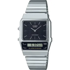 Casio Vintage Digital/Analog Face Alarm Wrist Watch Chrome AQ800E-1A