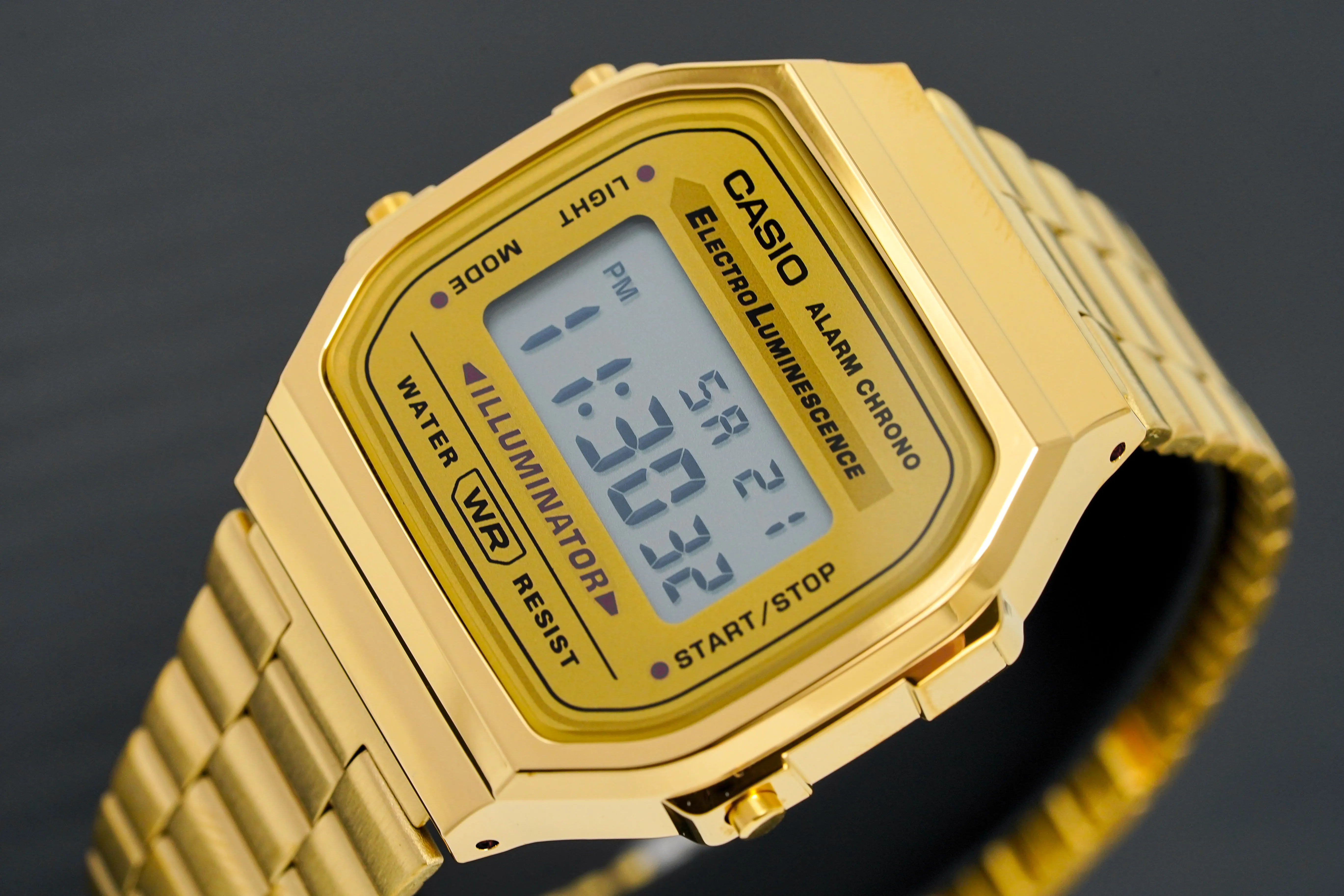 Casio Watch Digital Vintage Yellow Gold A168WG-9WDF